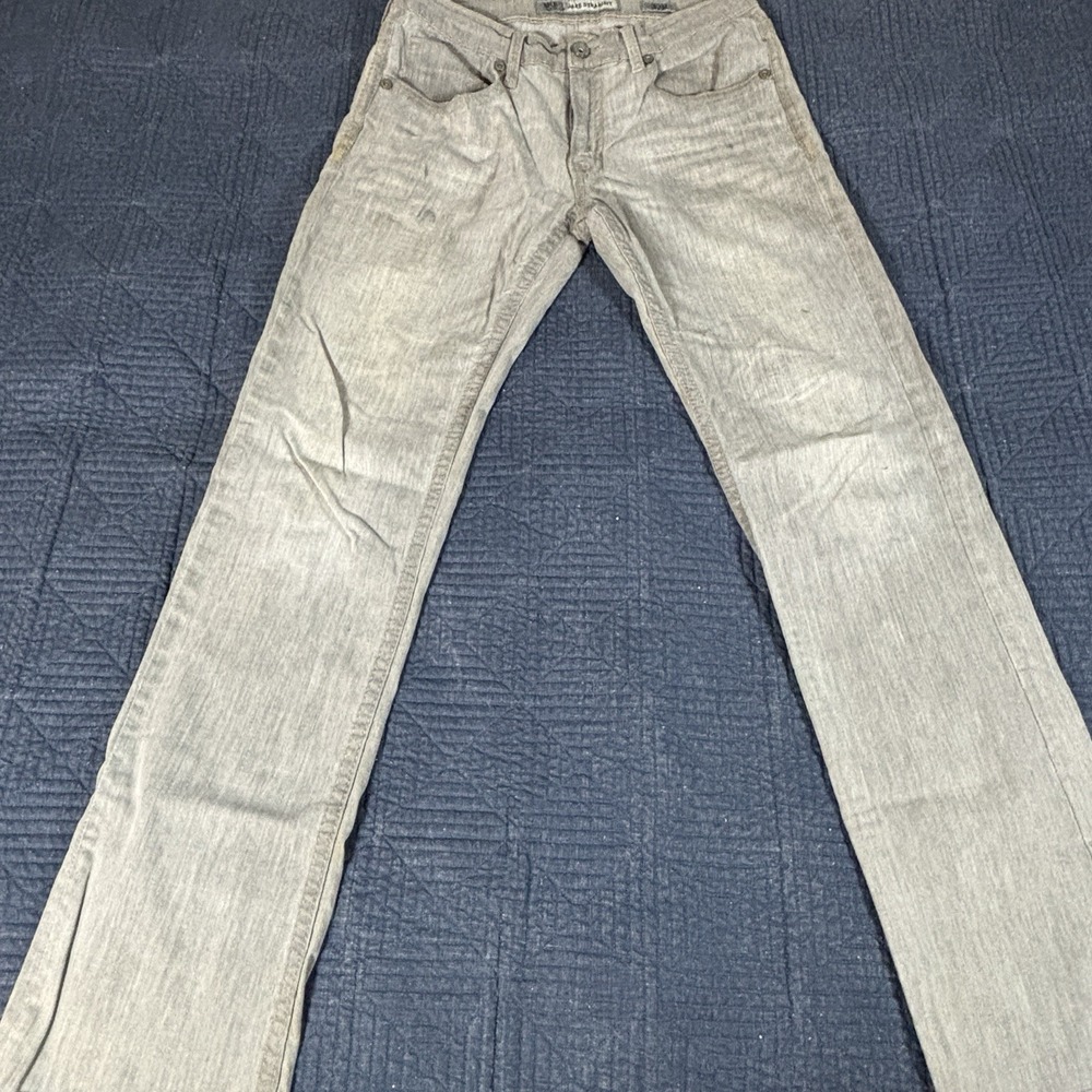 BKE DENIM Jake Straight Mens 32R 30"Length Gray‎ Distressed Stretch Jeans